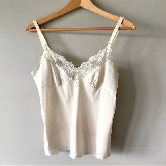 Vintage Tops - 2/$30 Vintage cream/ ivory lace trim camisole